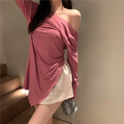 T-shirt Women''s Summer Traf Asymmetric Top Women Ruched Casual Blouses Woman