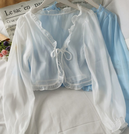 Women's Short Bow Tie With Fungus Edge Small Shawl