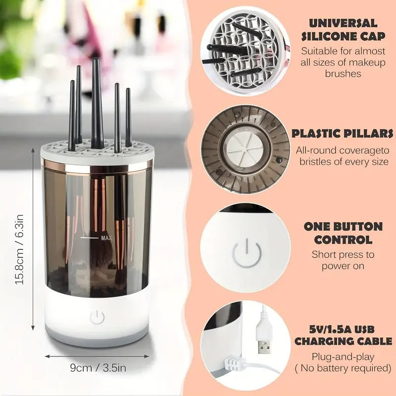 Automatic Makeup Brush Cleaner – USB, Fast & Deep Clean in Seconds