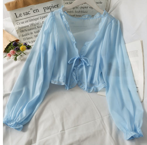 Women's Short Bow Tie With Fungus Edge Small Shawl