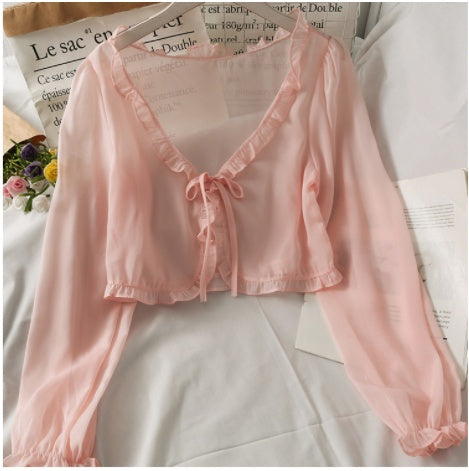 Women's Short Bow Tie With Fungus Edge Small Shawl