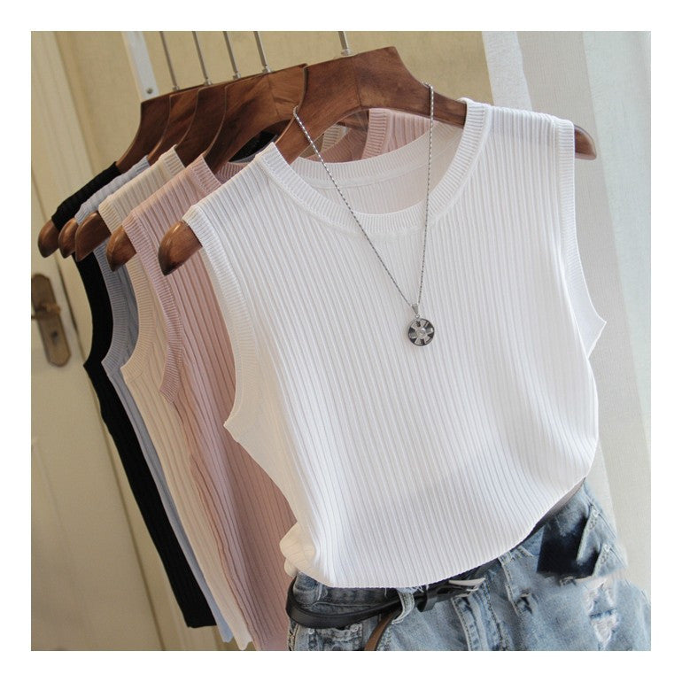 New Women's Wide Shoulder Strap Round Neck All-match Thin Section