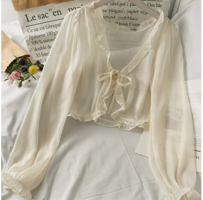 Women's Short Bow Tie With Fungus Edge Small Shawl