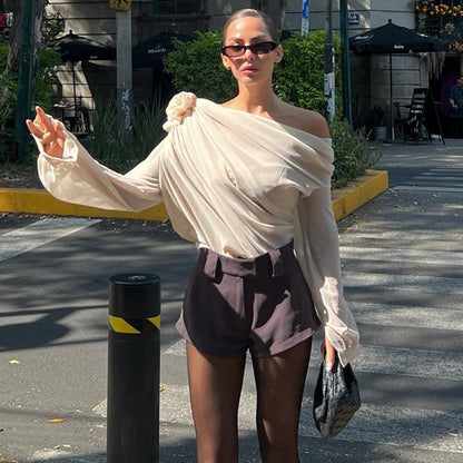 Sexy Off-Shoulder Mesh Tee – Summer Street Crop