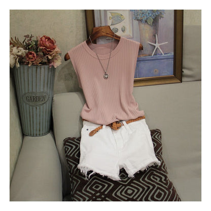 New Women's Wide Shoulder Strap Round Neck All-match Thin Section