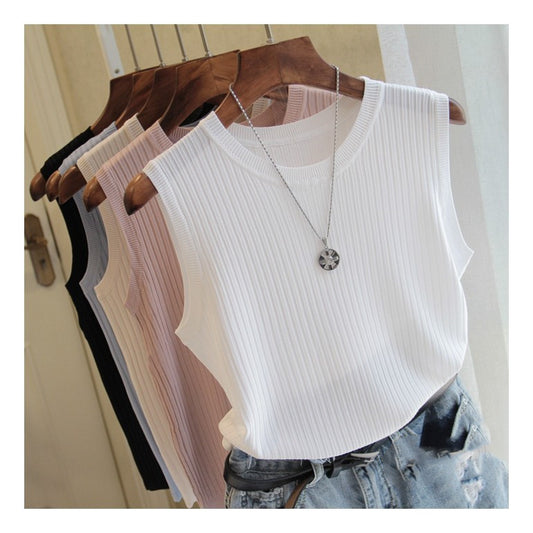 New Women's Wide Shoulder Strap Round Neck All-match Thin Section
