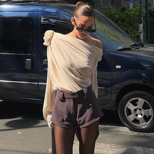 Sexy Off-Shoulder Mesh Tee – Summer Street Crop
